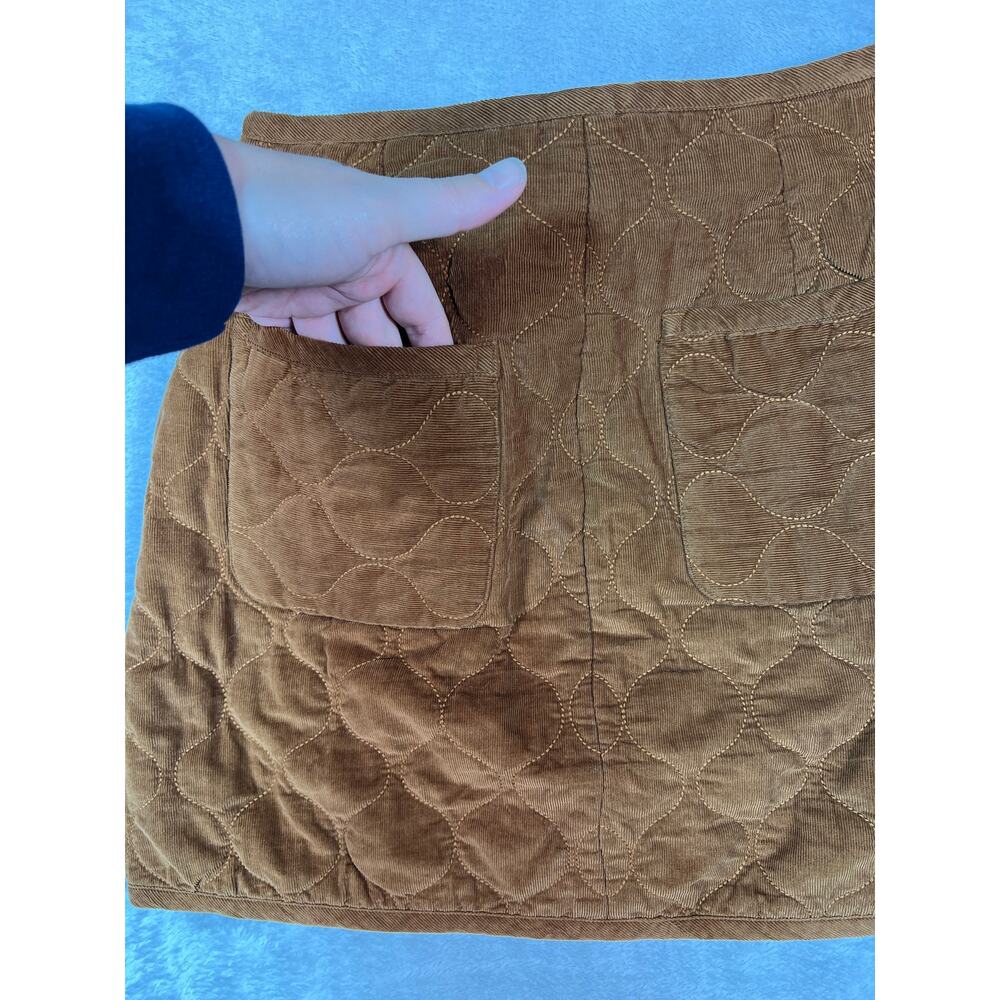 Madewell Quilted Mini Skirt Brown Corduroy Button Wrap Size 2 - Picture 7 of 7